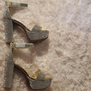 Bamboo Rhinestone Gold Platforms